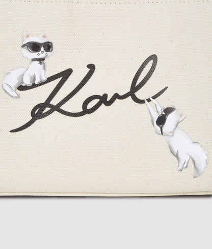 KarlLagerfeld Ikon Signature Choupette Tote Bag Natural