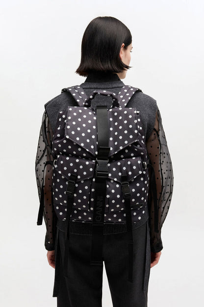 Ganni Black Dots Re-Tech Backpack