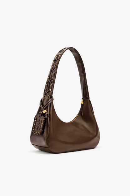Ganni Dark Olive Green Medium Laces Hobo Bag