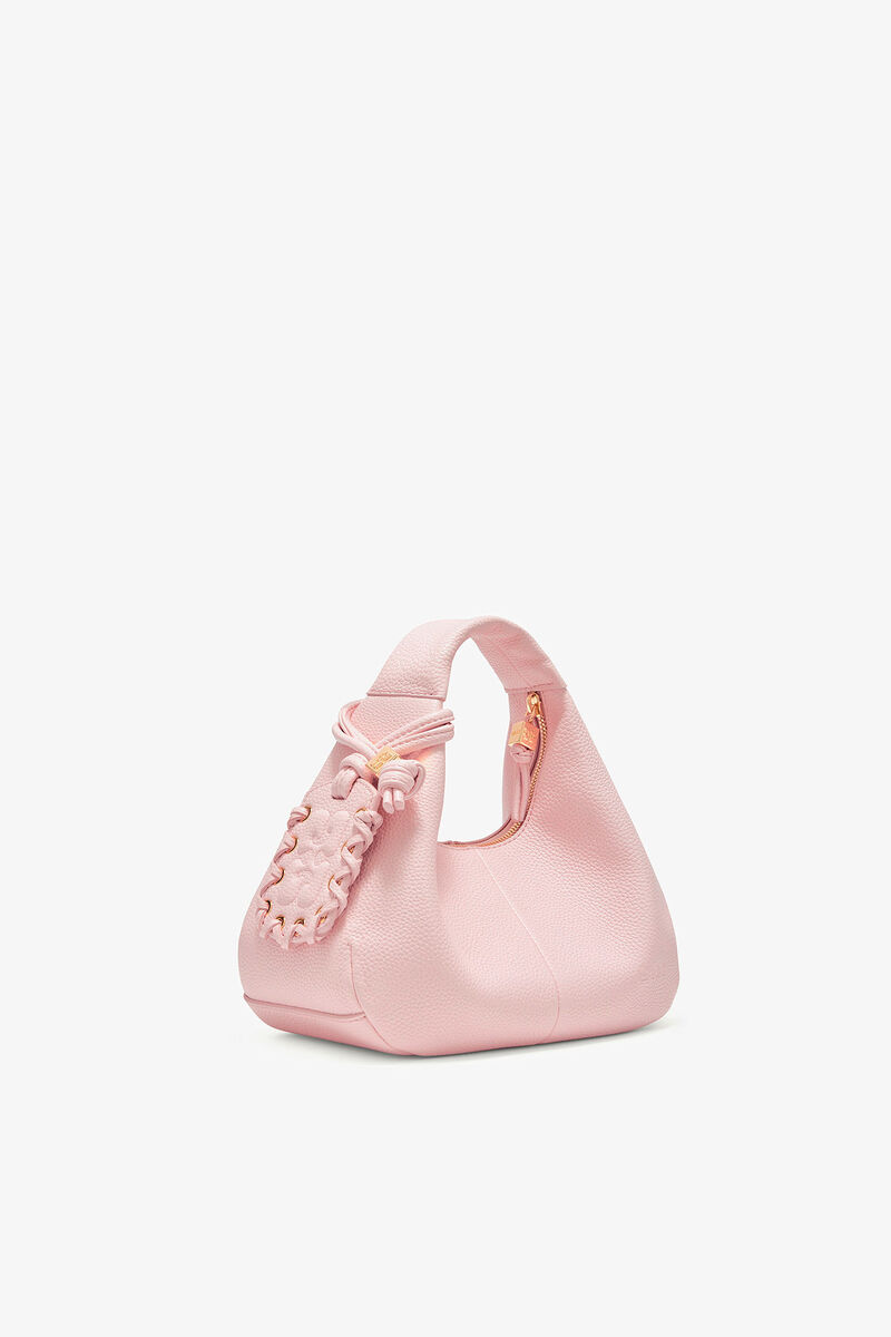 Ganni Chalk Pink Grained Mini Hobo Bag