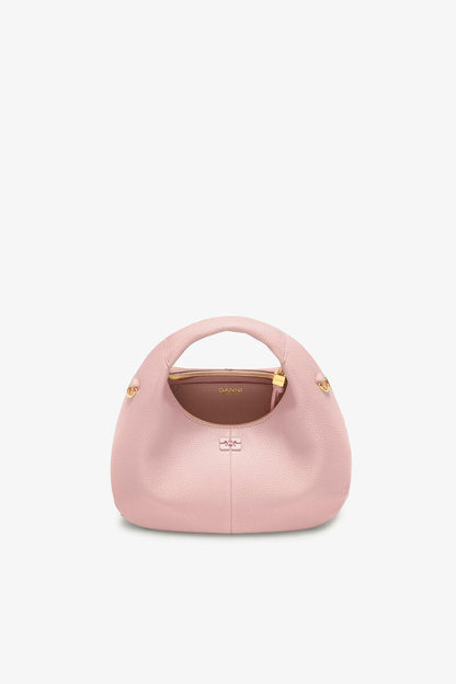 Ganni Chalk Pink Grained Mini Hobo Bag