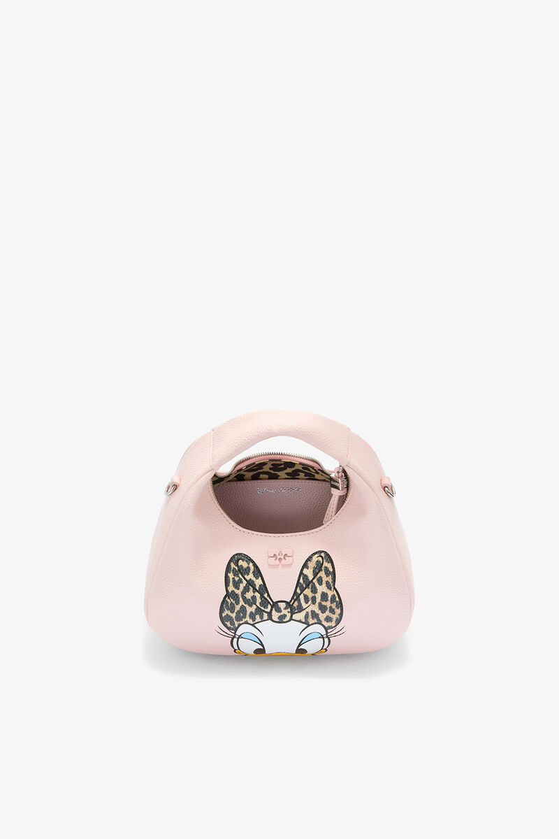 Ganni Chalk Pink Daisy Duck Mini Hobo Bag In Pink