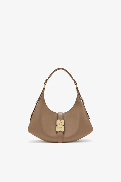 Ganni Coca Mocha Small Kat Bag In Brown