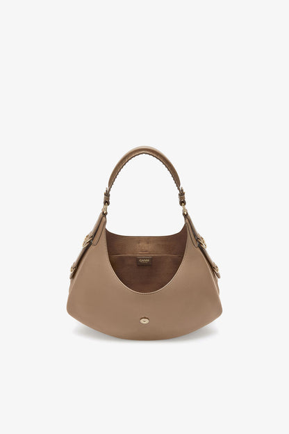 Ganni Coca Mocha Small Kat Bag In Brown