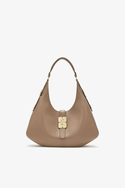 Ganni Coca Mocha Large Kat Bag In Brown