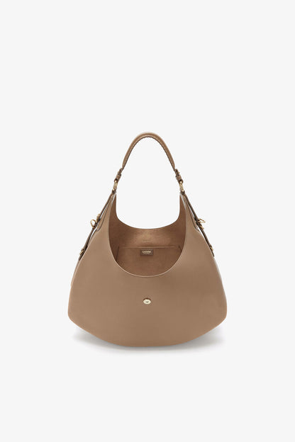 Ganni Coca Mocha Large Kat Bag In Brown