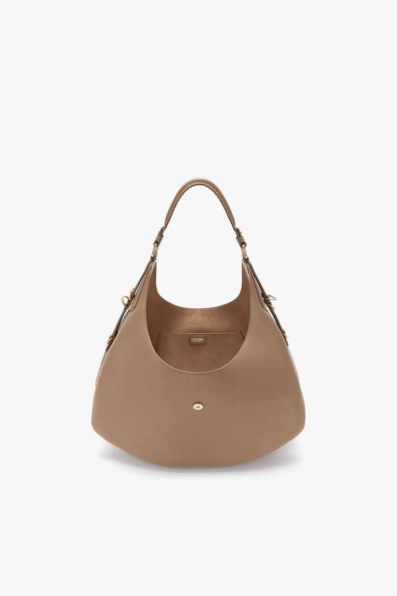 Ganni Coca Mocha Large Kat Bag In Brown