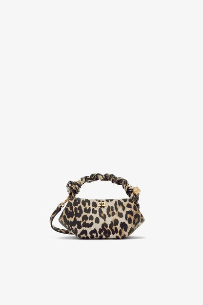 Ganni Almond Milk Leopard Grained Mini Bou Bag