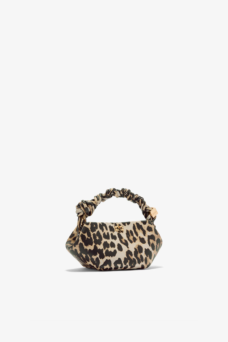 Ganni Almond Milk Leopard Grained Mini Bou Bag