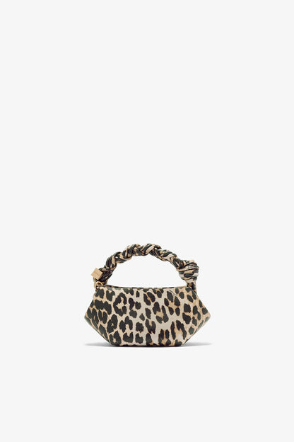 Ganni Almond Milk Leopard Grained Mini Bou Bag