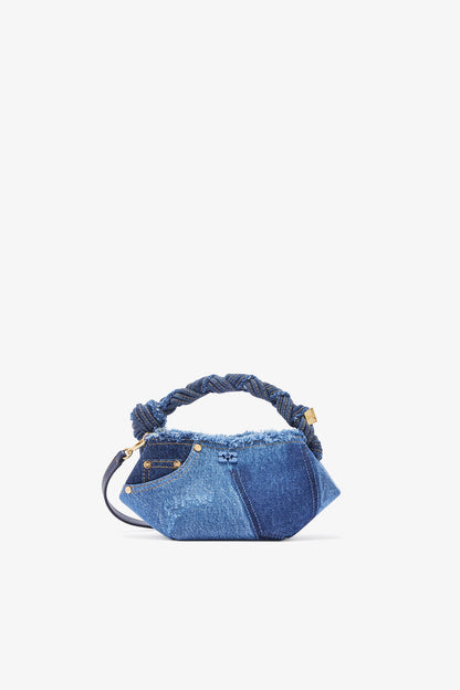 Ganni Mid Blue Vintage Mini Bou Bag In Blue Denim