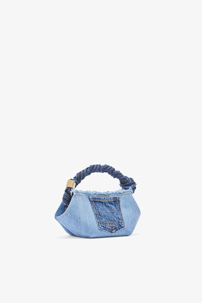 Ganni Mid Blue Vintage Mini Bou Bag In Blue Denim