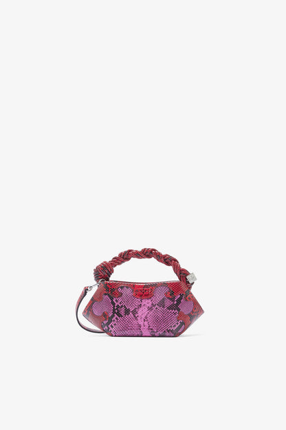 Ganni Raspberry Rose Mini Bou Bag In Pink Snake