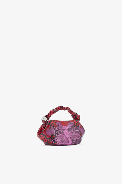 Ganni Raspberry Rose Mini Bou Bag In Pink Snake