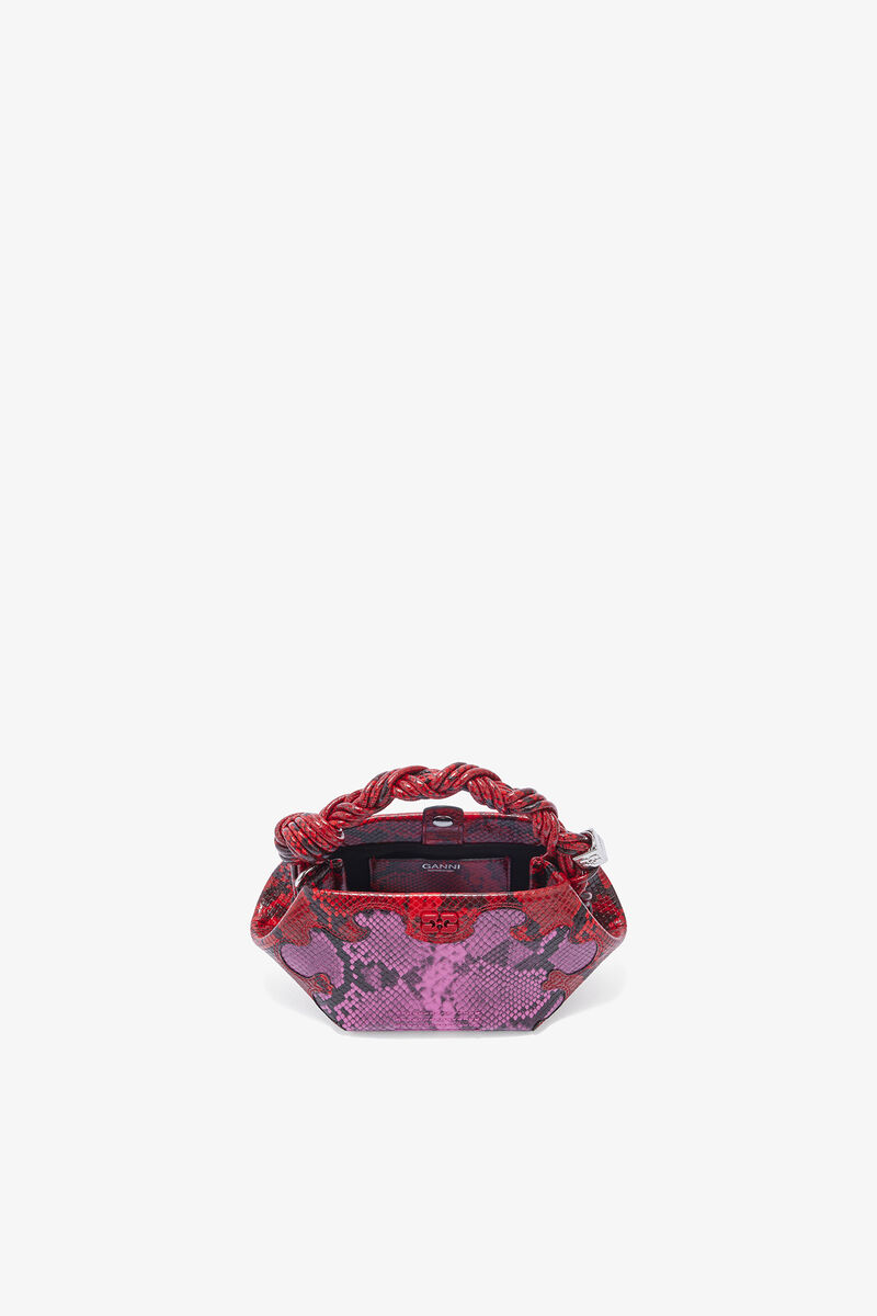 Ganni Raspberry Rose Mini Bou Bag In Pink Snake