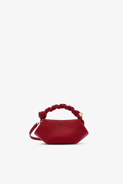 Ganni Red Dahlia Burgundy Grained Mini Bou Bag