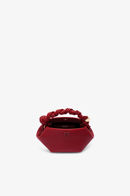 Ganni Red Dahlia Burgundy Grained Mini Bou Bag
