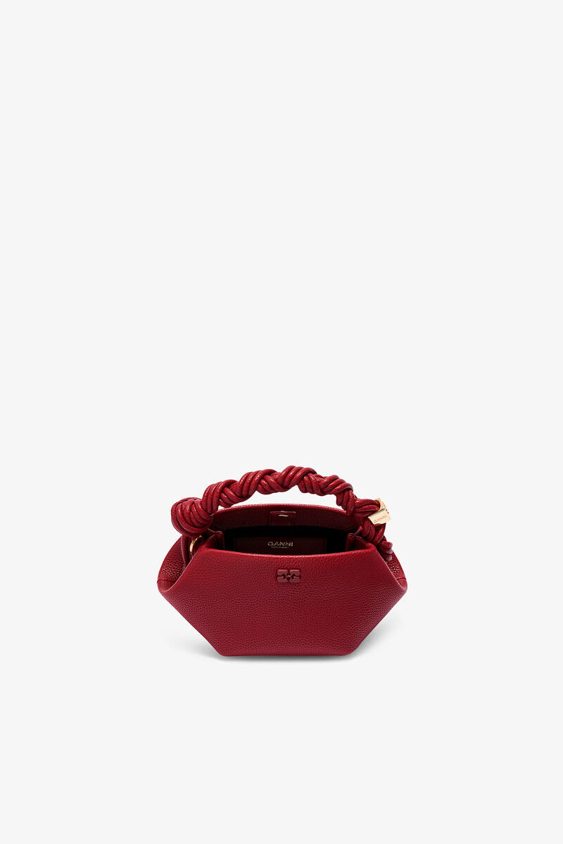 Ganni Red Dahlia Burgundy Grained Mini Bou Bag