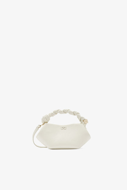 Ganni Egret Mini Bou Bag In Grained White