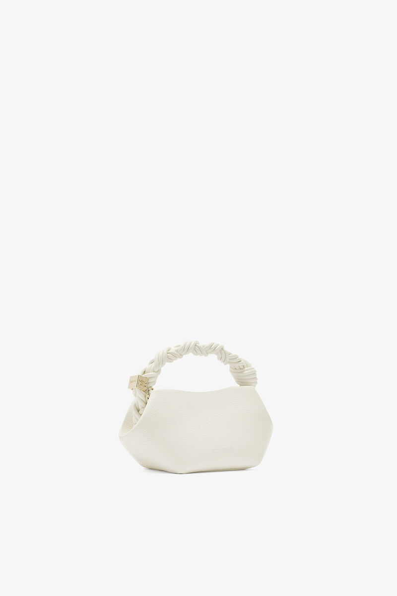 Ganni Egret Mini Bou Bag In Grained White