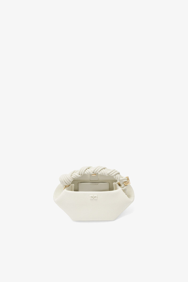 Ganni Egret Mini Bou Bag In Grained White
