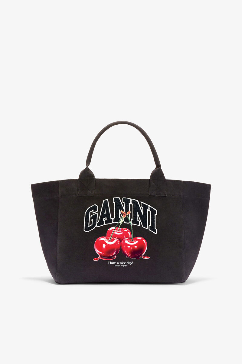 Ganni Phantom Black Medium Cherry Tote