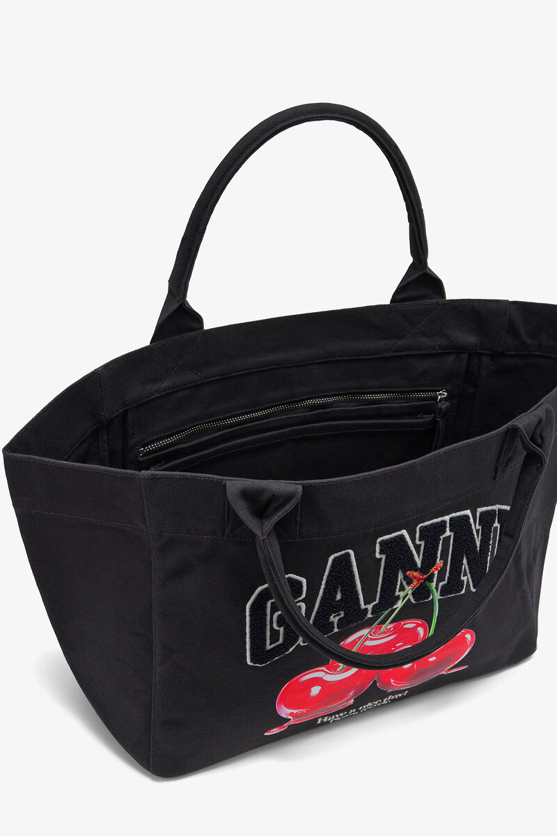 Ganni Phantom Black Medium Cherry Tote