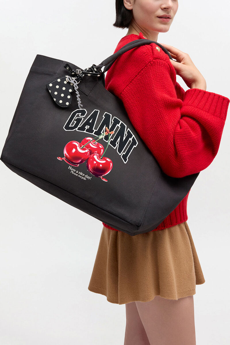 Ganni Phantom Black Medium Cherry Tote