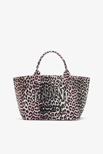 Ganni Bleached Mauve Leopard Medium Tote