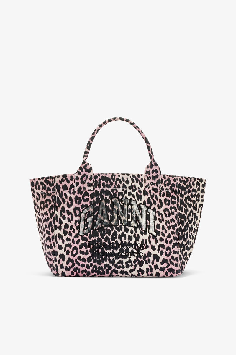 Ganni Bleached Mauve Leopard Medium Tote