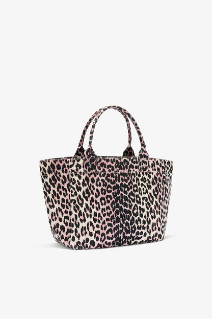 Ganni Bleached Mauve Leopard Medium Tote