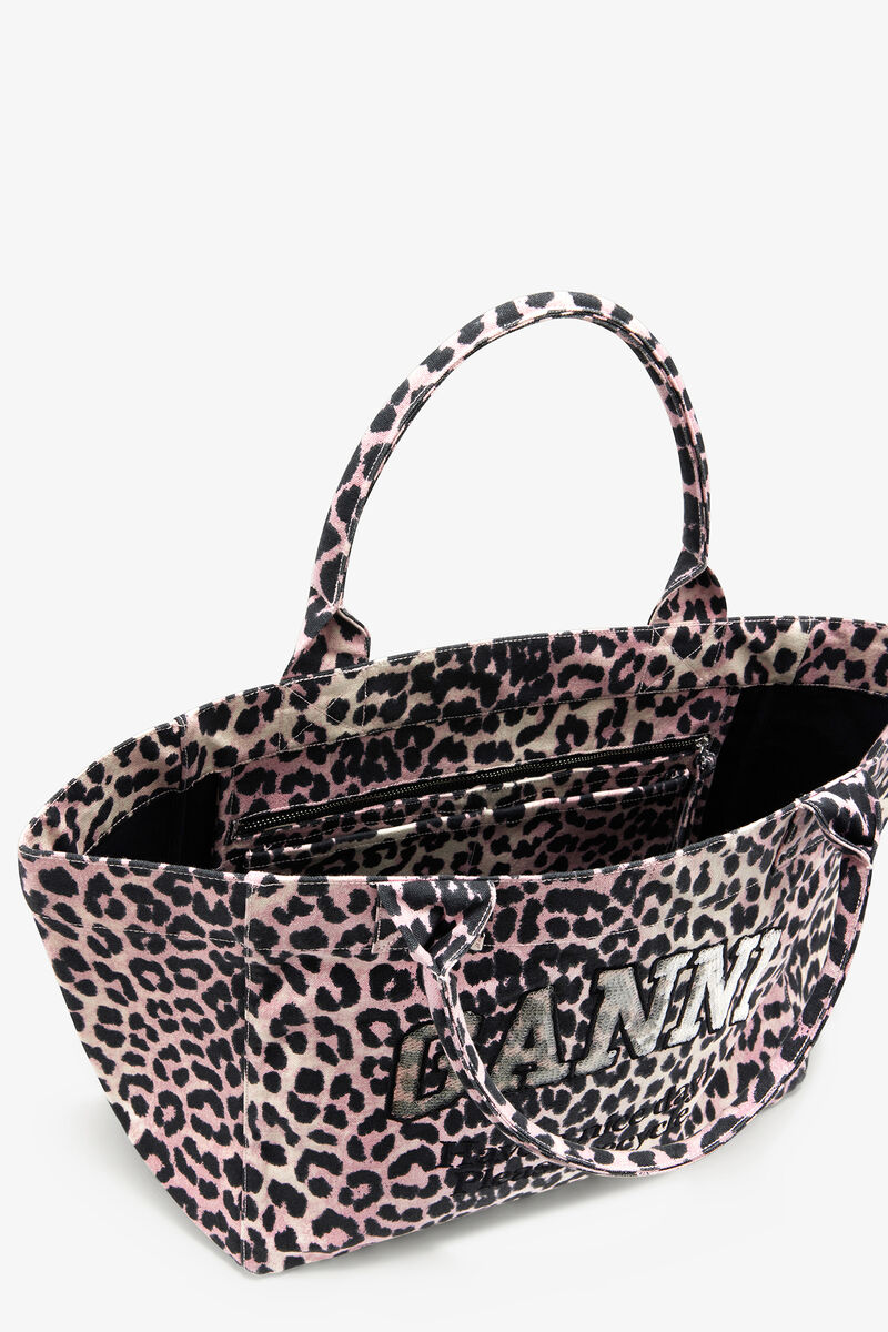 Ganni Bleached Mauve Leopard Medium Tote