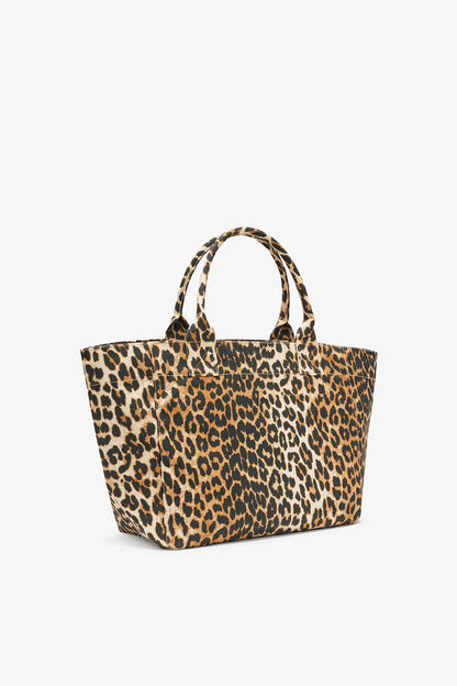 Ganni Almond Milk Leopard Medium Tote