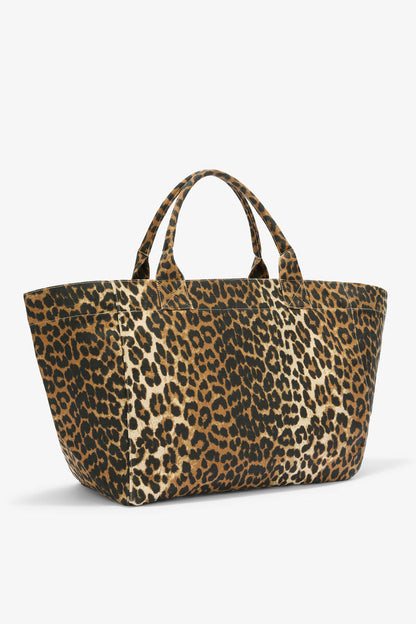 Ganni Almond Milk Daisy Duck Leopard Xxl Tote