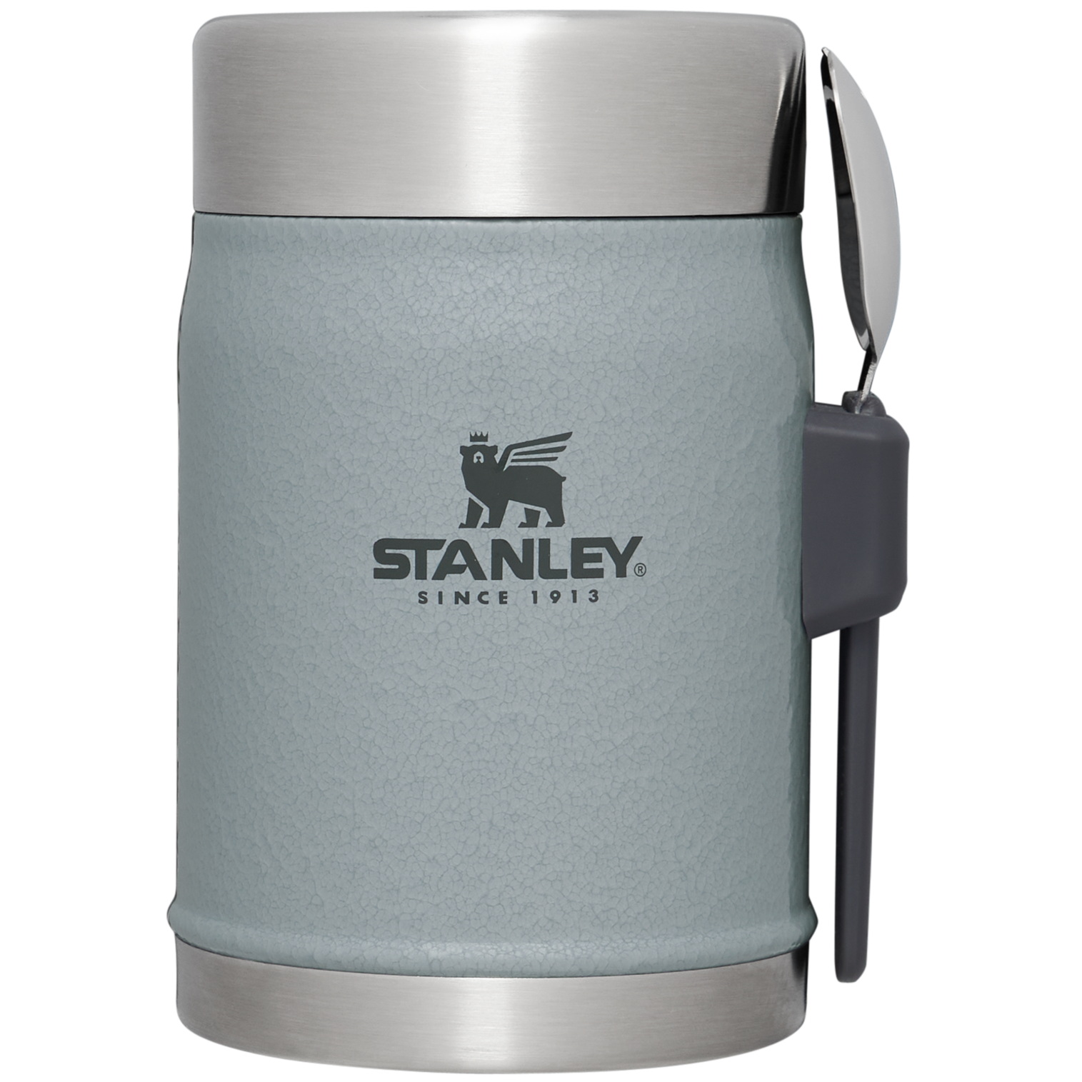 Classic Legendary Food Jar + Spork | 14 OZ Hammertone Silver Hammertone Silver