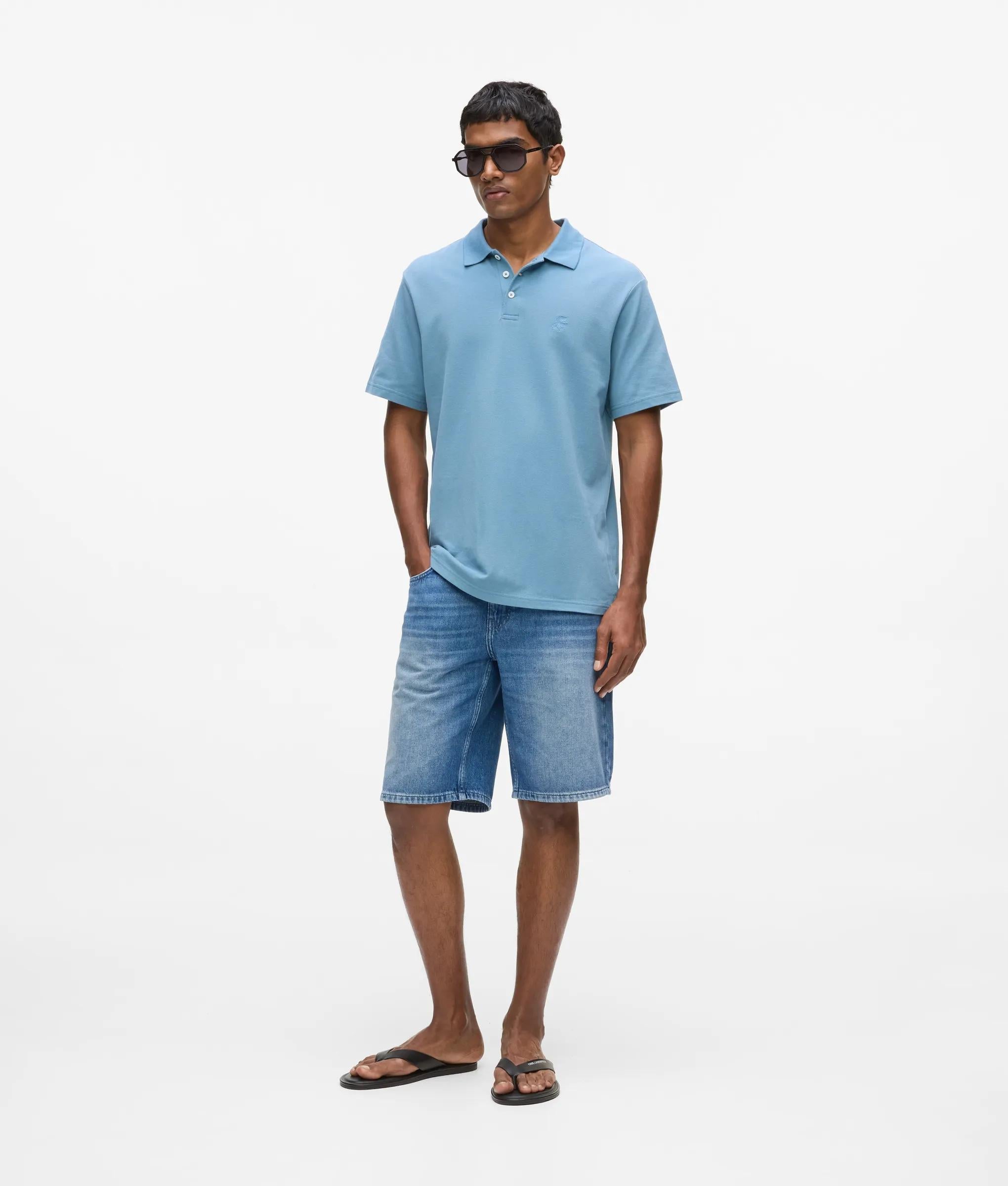 Karl Lagerfeld Straight Denim Shorts Washed Light Blue