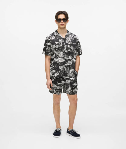 Karl Lagerfeld Short-Sleeved All-Over-Print Shirt Black
