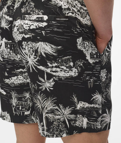 Karl Lagerfeld Short-Sleeved All-Over-Print Shirt Black