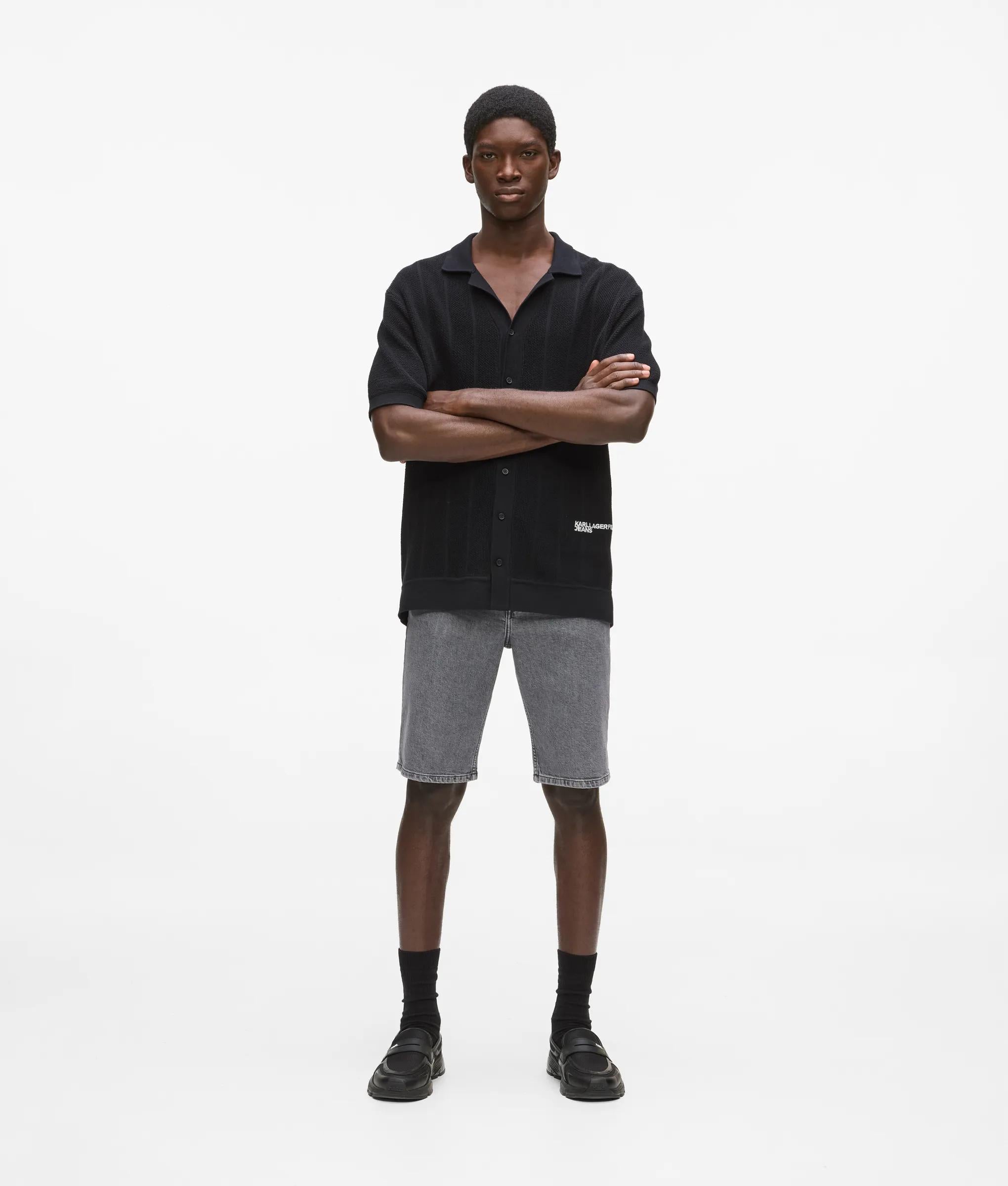 Karl Lagerfeld Slim Denim Shorts Washed Grey Denim