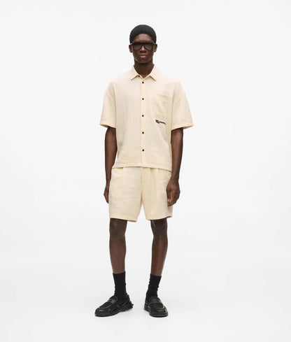 Karl Lagerfeld Short-Sleeved Denim Shirt Light Blue