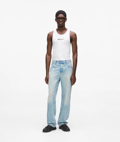 Karl Lagerfeld Acid Wash Relaxed Jeans Tinted Washed Blue