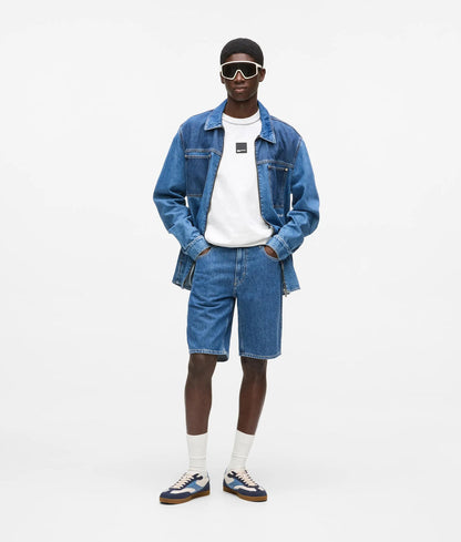 Karl Lagerfeld Two Tone Denim Overshirt Mid Blue Blocked