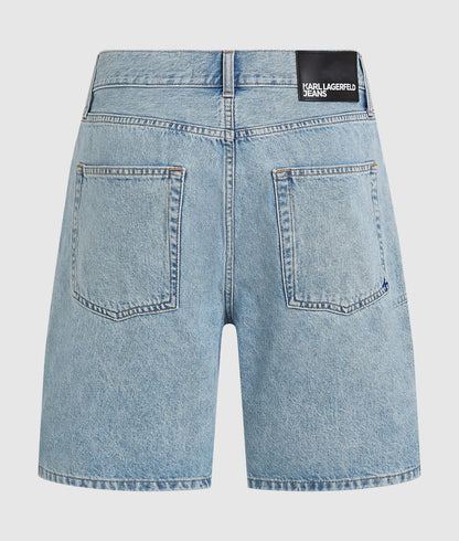 Karl Lagerfeld Distressed Relaxed Denim Shorts Visual Washed Blue Distressed