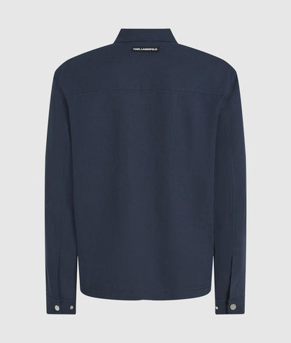 Karl Lagerfeld Linen Zip-Up Jacket Peacoat