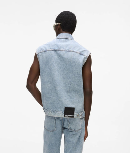 Karl Lagerfeld Relaxed Denim Vest Acid Light Blue