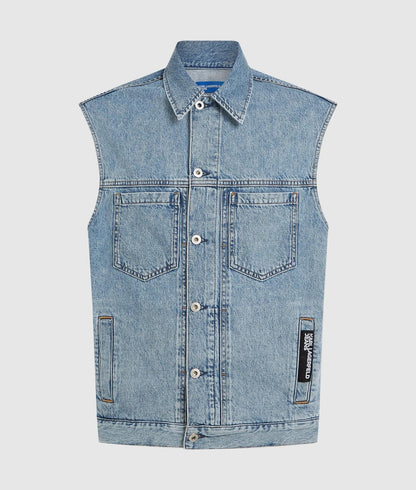 Karl Lagerfeld Relaxed Denim Vest Acid Light Blue