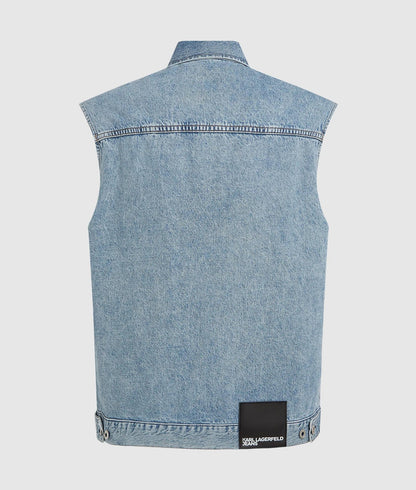 Karl Lagerfeld Relaxed Denim Vest Acid Light Blue