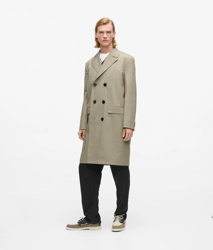 Karl Lagerfeld Double Breasted Overcoat Laurel Oak