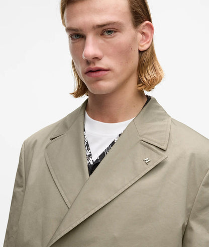 Karl Lagerfeld Double Breasted Overcoat Laurel Oak