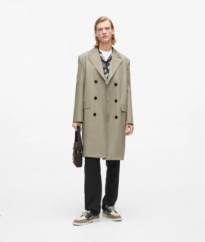 Karl Lagerfeld Double Breasted Overcoat Laurel Oak